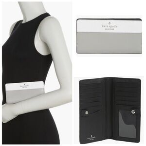 NWT Kate Spade Staci Colorblock Nimbus Grey Saffiano Leather Wallet